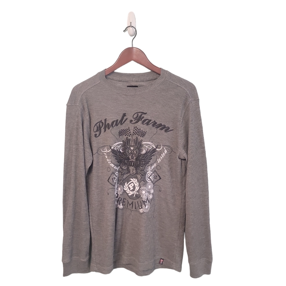 Phat Farm Vintage Y2k Mens Thermal Long Sleeve Graphic Print Size Medium